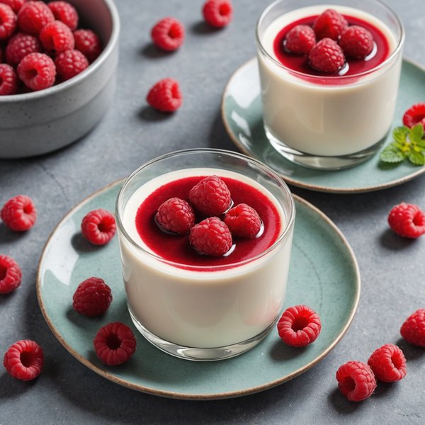 Comment réaliser une panna cotta au lait d'amande avec un coulis de framboises?