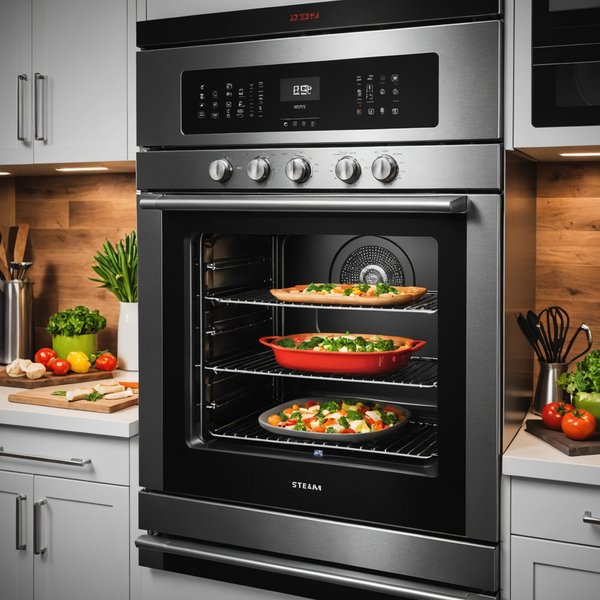 Quels sont les avantages d'un four à vapeur avec fonction de préchauffage rapide pour des préparations efficaces?